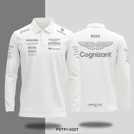 Aston Martin F1 Racing- Long-sleeve polo